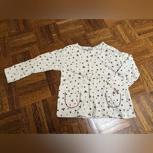 Zara Cream Top with Black and Pink Dots
